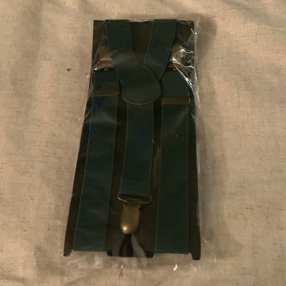 Toddler boy emerald green suspenders